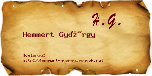Hemmert György névjegykártya